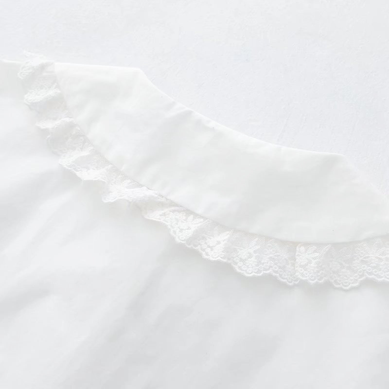 Kawaii Lolita Long Sleeve Blouse with Lace Trim Peter Pan Collar Cotton Shirt